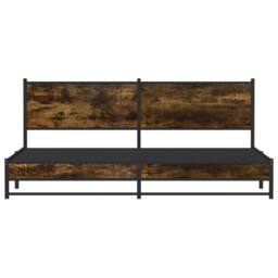 Berkfield Home Metal Bed Frame without Mattress Smoked Oak 200x200 cm in Brown - thumbnail 5