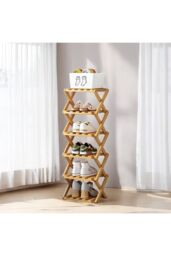 H&O Direct 6-Tier Bamboo Folding Shoe Rack in Light Bronze - thumbnail 1