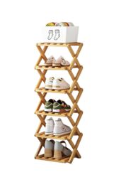 H&O Direct 6-Tier Bamboo Folding Shoe Rack in Light Bronze - thumbnail 3