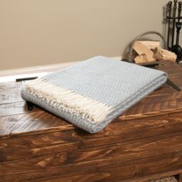 Native Natural Hoop Pattern Blue Wool Blanket - Size: Double - thumbnail 2