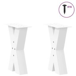 Berkfield Home Coffee Table Legs X-Shaped 2 pcs White 38x(42-43) cm Steel - thumbnail 3