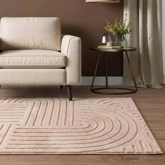 OHS Contemporary Tufted Arches Rug Floor Carpet Non Slip Area Mat in Tan - Size: 120 cm x 170 cm - image 1