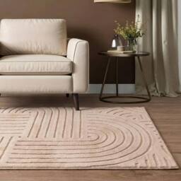 OHS Contemporary Tufted Arches Rug Floor Carpet Non Slip Area Mat in Tan - Size: 120 cm x 170 cm - thumbnail 1