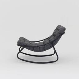 Home Detail Marbella Black Garden Rocking Chair with Grey Cushions - thumbnail 3