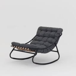 Home Detail Marbella Black Garden Rocking Chair with Grey Cushions - thumbnail 2