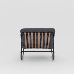 Home Detail Marbella Black Garden Rocking Chair with Grey Cushions - thumbnail 4