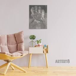 "Artery8 Four Owls & Two Kestrels Canvas Wall Art Print van Hoytema in Grey - Size: W24"" x H32""" - thumbnail 3