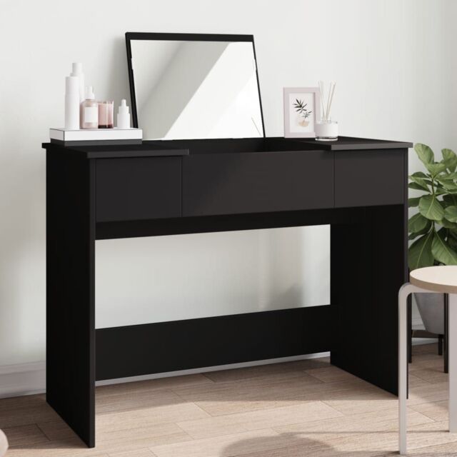 Berkfield Home Dressing Table with Mirror Black 100x45x76 cm - Size: 100 x 45 x 76 cm - image 1