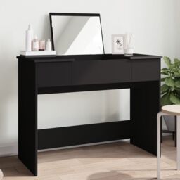 Berkfield Home Dressing Table with Mirror Black 100x45x76 cm - Size: 100 x 45 x 76 cm