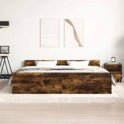 Berkfield Home Bed Frame with Headboard with Footboard Smoked Oak 180x200 cm Sup… in Brown - Size: Super King - thumbnail 4