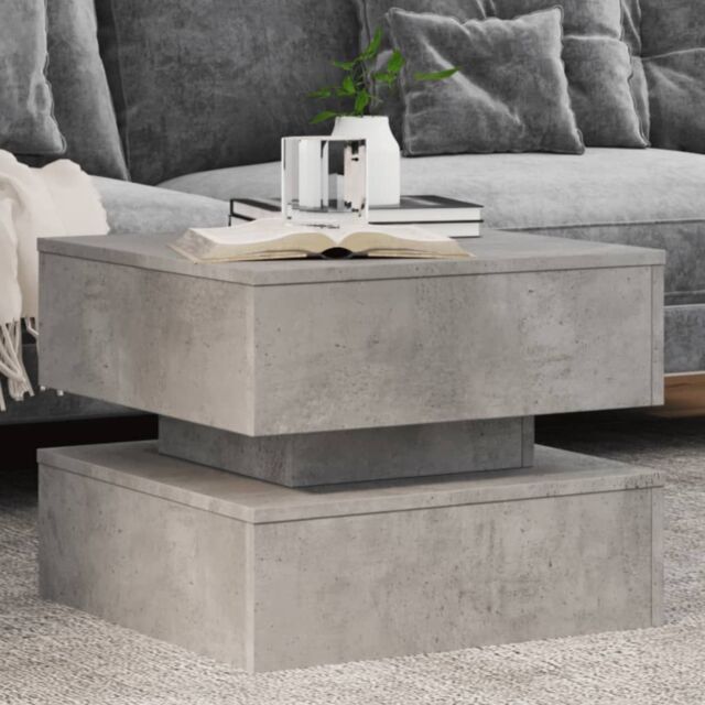 Berkfield Home Coffee Table with LED Lights Concrete Grey 50x50x40 cm - Size: 50 x 50 x 40 cm - image 1