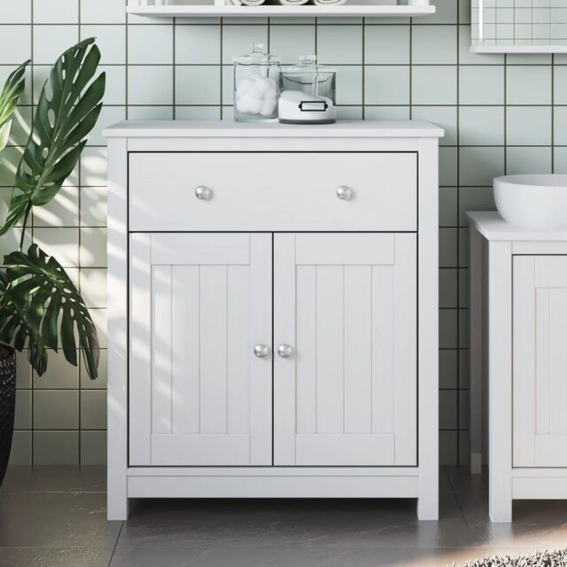 Berkfield Home Bathroom Cabinet BERG White 69.5x34x80 cm Solid Wood Pine - image 1