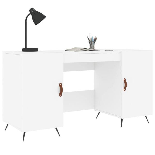 Berkfield Home Elegant Desk White 140x50x75 cm Engineered Wood - Size: 140 x 50 x 75 cm - image 1
