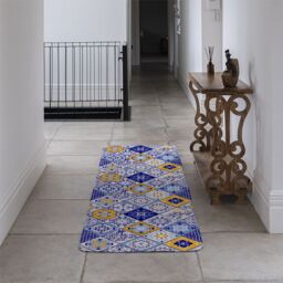 Benjamin Tate Design Turkish Style Azulejos Tiles Runner Rug in Natural - Size: 67 cm x 230 cm - thumbnail 3