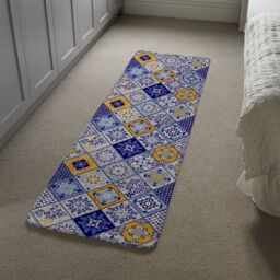 Benjamin Tate Design Turkish Style Azulejos Tiles Runner Rug in Natural - Size: 67 cm x 230 cm - thumbnail 4