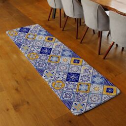 Benjamin Tate Design Turkish Style Azulejos Tiles Runner Rug in Natural - Size: 67 cm x 230 cm - thumbnail 2