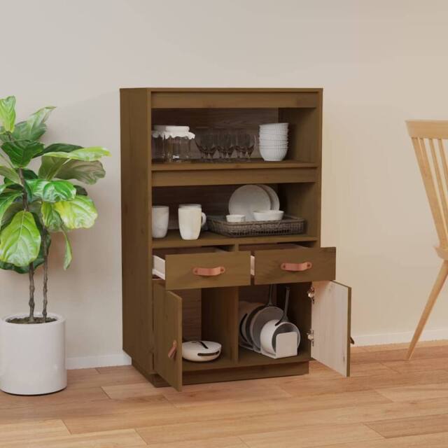 Berkfield Home Highboard Honey Brown 67x40x108.5 cm Solid Wood Pine - image 1