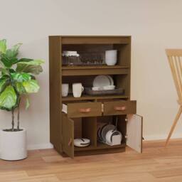 Berkfield Home Highboard Honey Brown 67x40x108.5 cm Solid Wood Pine - thumbnail 1