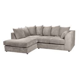 SquareBoxx Lennox Jumbo Cord Corner Sofa Left Hand Facing Chaise in Grey - thumbnail 2