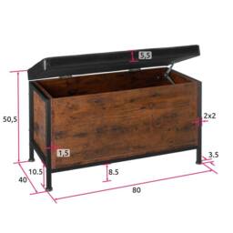 tectake Storage Bench Calico in Dark Brown - thumbnail 6