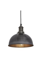 Industville Brooklyn Dome Pendant, 8 Inch, Pewter, Pewter Holder in Dark Grey - thumbnail 1