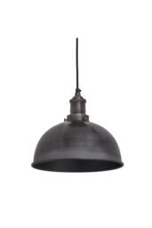 Industville Brooklyn Dome Pendant, 8 Inch, Pewter, Pewter Holder in Dark Grey - thumbnail 2