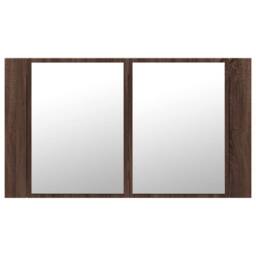Berkfield Home LED Bathroom Mirror Cabinet Brown Oak 80x12x45 cm Acrylic - Size: 80 x 12 x 45 cm - thumbnail 7
