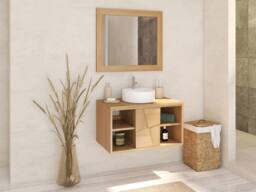Vente-unique Wall-Hung Teak Vanity Unit - L80 Cm - SUMBAWA in Light Oak