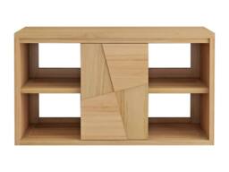 Vente-unique Wall-Hung Teak Vanity Unit - L80 Cm - SUMBAWA in Light Oak - thumbnail 2