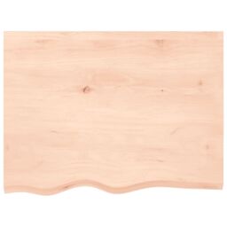 Berkfield Home Table Top 80x60x2 cm Untreated Solid Wood Oak in Brown - Size: 80 x 60 x 2 cm - thumbnail 3