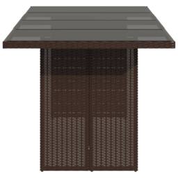Berkfield Home Garden Table with Glass Top Brown 190x80x75 cm Poly Rattan - Size: 190 x 80 x 75 cm - thumbnail 5