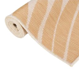 Berkfield Home Outdoor Flatweave Rug 80x250 cm Leaf Pattern in Yellow - Size: 100 cm diameter - thumbnail 3