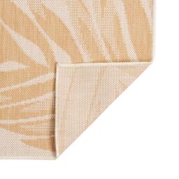 Berkfield Home Outdoor Flatweave Rug 80x250 cm Leaf Pattern in Yellow - Size: 100 cm diameter - thumbnail 2