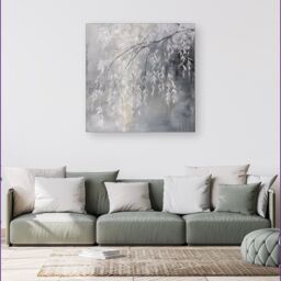 Warren Reed - Designer Wintery Tree Canvas in Grey - Size: w40 inch x h40 inch - thumbnail 1