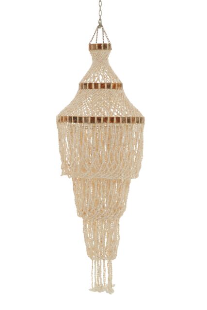 Orsina Natural White & Amber Pendant, Decorative Shell Ceiling Light Fixture, Metal Frame Light For Dining Room in Gold - image 1