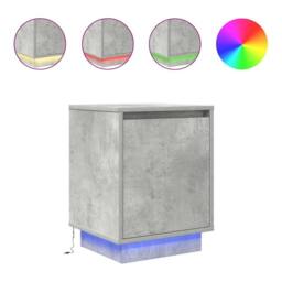 Berkfield Home Bedside Cabinet with LED Lights¬†Concrete Grey 38x34x50 cm - Size: 38 x 34 x 50 cm - thumbnail 1
