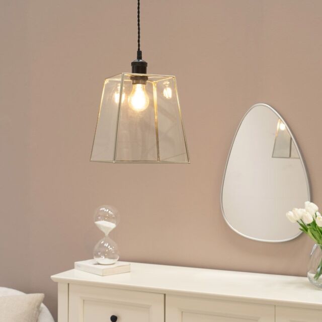 ValueLights Susie Glass Pendant Lantern Case Easy Fit Lamp Shade in Silver - image 1