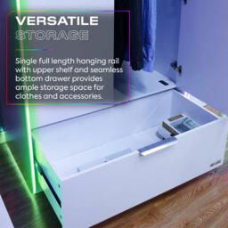 X Rocker Electra 2 Door Wardrobe with 2 Doors 1 Drawer Shelf & LED Lights in White - thumbnail 4