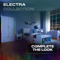 X Rocker Electra 2 Door Wardrobe with 2 Doors 1 Drawer Shelf & LED Lights in White - thumbnail 7