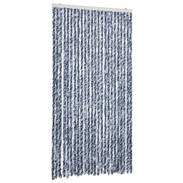 Berkfield Home Fly Curtain Blue & White 100x200 cm Chenille - image 1