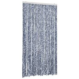 Berkfield Home Fly Curtain Blue & White 100x200 cm Chenille - thumbnail 1