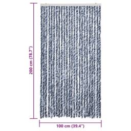 Berkfield Home Fly Curtain Blue & White 100x200 cm Chenille - thumbnail 7