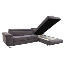 MN Furniture Plush Velvet Modern Corner Sofa Bed with Integrated Storage in Grey - Size: 3 Seater - thumbnail 3