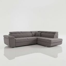 MN Furniture Plush Velvet Modern Corner Sofa Bed with Integrated Storage in Grey - Size: 3 Seater - thumbnail 2