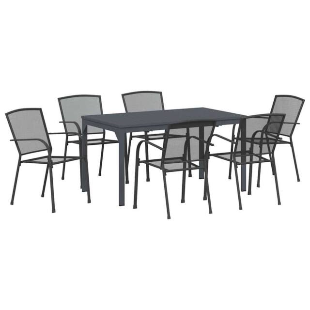 Berkfield Home 7 Piece Garden Dining Set Anthracite Steel in Charcoal