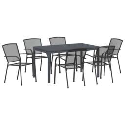 Berkfield Home 7 Piece Garden Dining Set Anthracite Steel in Charcoal - thumbnail 1