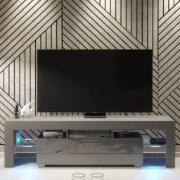 Mex Furniture LTD TV Unit Aria 160cm - Dark Grey with Gloss Doors & LED Lights - thumbnail 4