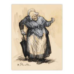 Artery8 William James Glackens Framed Wall Art Print Angry Old Lady Sketch in Beige - Size: A4 - thumbnail 3