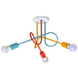 Netlighting Oxford Multi Arm Semi Flush Ceiling Light Orange Red Turquoise 50cm
