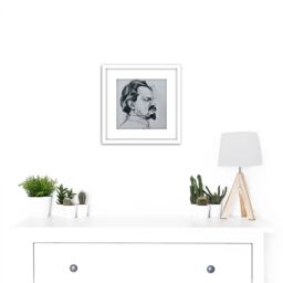 Artery8 Annenkov Portrait Bolshevik Leon Trotsky USSR Drawing 8X8 Inch Square Wooden Framed Wall Art Print Picture with Mount in White - thumbnail 2